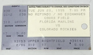 1995 Florida Marlins Ticket Stub vs Colorado Rockies Baseball June Coors Field - Bild 1 von 7