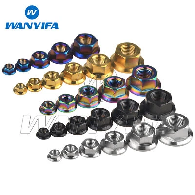 WANYIFA Titanium Nuts Flang Hex Nut Grade 5 Ti Bolts Fastener M5 M6 M8 M10 M12 M14 M16