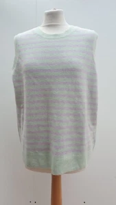 Denim & Co QVC Mint & Lilac Striped Sweater Vest jumper size large brand new dcb - Picture 1 of 4