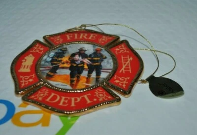 NUEVO DE COLECCIÓN 2001 BRADFORD ADORNO DEPARTAMENTO DE BOMBEROS VALOR coraje bajo fuego verde claro Foto 1 de 2