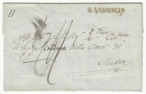 Sardegna - Prefilatelica piego lettera per Susa con bollo Sant'Ambrogio - Picture 1 of 2