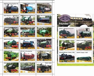 Stamp block+sheet Stephenson train Locomotives company 2021 Crimea issue - Picture 1 of 1