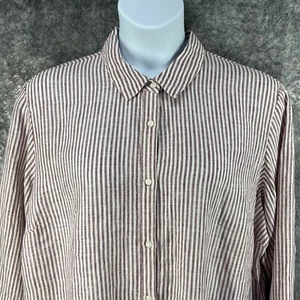 Coldwater Creek Shirt Womens 2X Ticking Stripe European Flax Coastal Resort TAGS - Picture 1 of 13