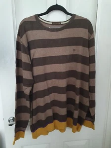 St.George By Duffer Mens Stripped Jumper Brown Size 2XL - Picture 1 of 3