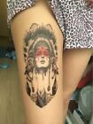 Red Mask Indian Feather Temporary Tattoos Sticker Women Men Waterproof Leg Arm