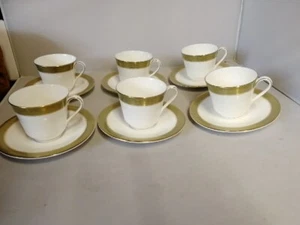 Royal Doulton Belvedere Tea Cup and saucer  Gold green and white x6 - Picture 1 of 5