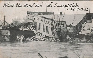Owosso, Michigan Postcard City Steam Laundry Cyclone 11PM, 11-11-11 H7 - Picture 1 of 2