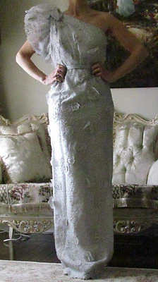 Vestido longo de renda bordado 3D tapete vermelho STELLA McCARTNEY 38, EUA 0-4,XXS - Imagem 1 de 4