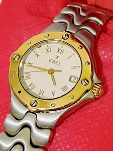 EBEL SPORT WAVE E6087621 STAINLESS STEAL 18K GOLD SWISS MADE QUARTZ UNISEX WATCH - Picture 1 of 14