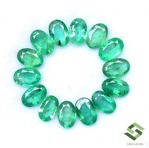 6x4 mm Natural Emerald Oval Cut Lot 14 Pcs 5.37 Cts Calibrated Loose Gemstones - Picture 1 of 7