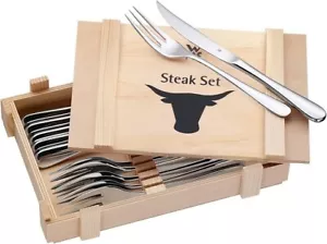 WMF Steakbesteck 12-teilig, für 6 Personen, Steakmesser Set in Holzkiste - Bild 1 von 6