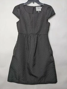 HD IN PARIS Women's Cap sleeve black Woven Printed Pockets Dress Size 2 - Picture 1 of 12