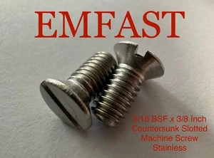 3/16 BSF X 3/8 countersunk slot machine screw stainless steel slotted flat head - Picture 1 of 4