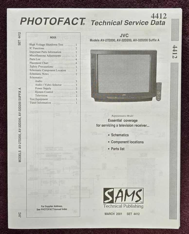 Sams Photofact 4412 Service Manual for JVC AV-27D200, AV-32D200 - Image 1 of 1