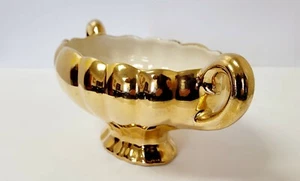Vtg Trophy Planter Gold Vase Fluted Bowl Double Handles 10.5" - Picture 1 of 12