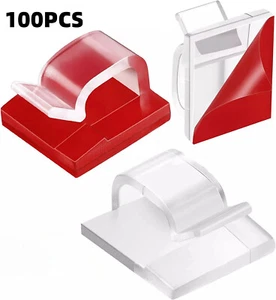 100pcs Mini Cord Clips Self Adhesive Cable Holder Car Wire Cord Organizer Clear - Picture 1 of 6