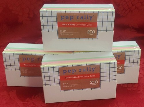 4 BOXES Neon & White Lined Index Cards 3” X 5” Staples Pep Rally 800 ...