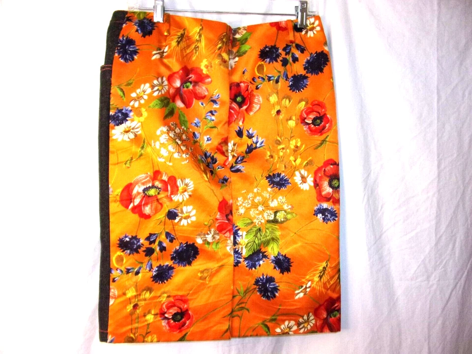 Falda Floral Naranja 42 FABULOSA Damas Vintage Dolce & GAbbana Denim y Seda Foto 1 de 4