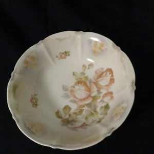 Antique Hand Painted Serving Bowl 10 & 5/8" across 2 & 3/4" tall Roses & Floral - Picture 1 of 7