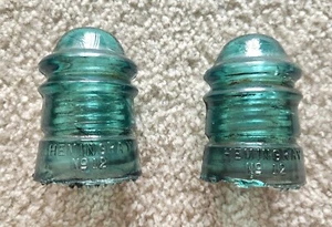 Hemingway No. 12 Green Glass Insulator Made in the USA Lot of 2 - Picture 1 of 4