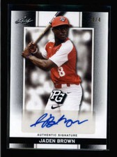 JADEN BROWN 2018 LEAF PERFECT GAME NATIONAL SHOWCASE BLACK AUTO #4/4 AN4251