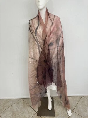 Brunello Cucinelli 100% 羊绒披肩中性带静音三文鱼 54 英寸 x 86 英寸 — 第 1/4 张图片