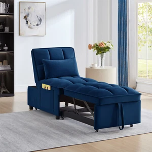 4 in1 Convertible Sofa Bed Chaise Lounge Pull-out Sofa Bed with Storage Pockets - Picture 1 of 58
