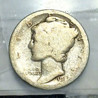 1917-D Mercury Silver Dime, AG/GOOD Details, KM#140