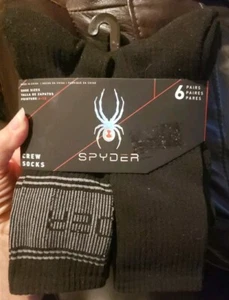 SPYDER 6 Pack Men’s Half Cushion Athletic Crew Socks Size 6-12 BLACK - Picture 1 of 2