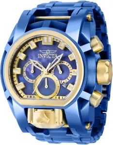 Invicta Men's 52mm Bolt Zeus Magnum Dual Time MOP Dial Chronograph Blue SS Watch - Picture 1 of 2