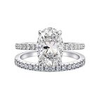 3.75CT Classic Oval Simulated Diamond Engagement Ring Set, Anniversary Gift