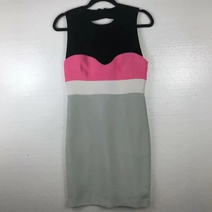 DVF Diane Von Furstenberg Womens Sz 8 Colorblock Sheath Dress Career Sleeveless - Picture 1 of 11