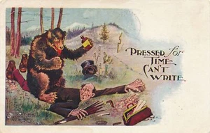 Auf Zeit gepresst kann nicht schreiben hochgeprägte Comic Postkarte - 1908 - Bild 1 von 2