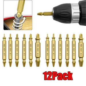12Pcs Damaged Screw Extractor Speed Out Drill Bits Tool Set Broken Bolt Remover - Picture 1 of 10