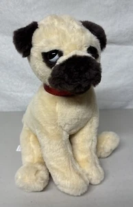 FAO Schwarz Pug Dog 11” With Red Collar Brass Button Stuffed Animal Plush Toy F - Picture 1 of 6