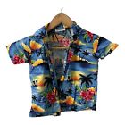 Hinalea Boy's Blue Floral Short Sleeve Hawaiian Shirt NO BUTTONS Size 4