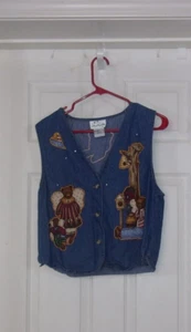 The quacker factory denim vest sleeveless womens med - Picture 1 of 2