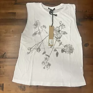 Ksubi Shirt Mens Unisex S Floral Star Muscle Tank Top White Light - Picture 1 of 4