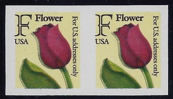 2518a - Imperf & Color Shift Error "F Rate" Flower Pair Mint NH (Stk1) - Image 1 of 1