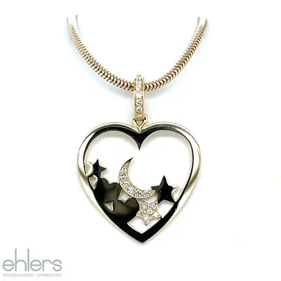Brillantanhänger 750er Gelbgold 18kt Gold Diamanten 0,22ct Herz Stern Mond 1629 - Bild 1 von 4