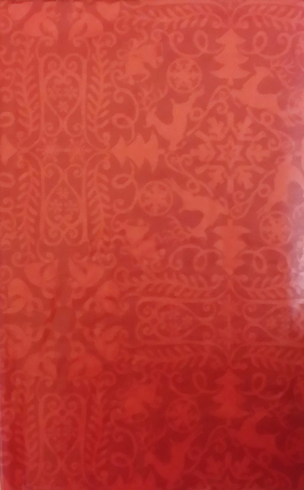 Symbols of Christmas Cheer on Red Vinyl Flannel Back Tablecloth Various Sizes - Image 1 of 1