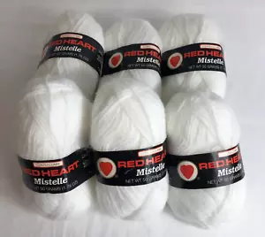 Lot of 6 Red Heart MISTELLE Yarn White #1 100% Brushed Acrylic Matched lot NEW - Picture 1 of 7
