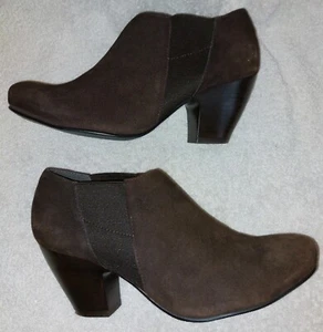 Vaneli Jody Chocolate Brown Suede Slip-On Chelsea Ankle Shootie Boots Size 7.5M - Picture 1 of 13