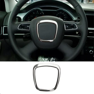 Car Chrome Steering Matte Wheel Trim Emblem Frame For Audi A3 8P A5 A6 C6 Q5 Q7 - Picture 1 of 7