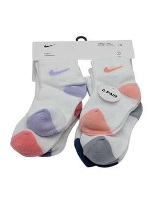 6 pares de calcetines tobilleros ligeros Nike para niños pequeños niños niñas 2-4 años nuevos Foto 1 de 2