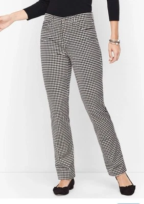 Pantalones Talbots Pana Negro Blanco Guinga Pierna Recta Talla 10 Tiro Alto Clásicos Foto 1 de 4