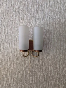 40er Jahre Wandleuchte Wandlampe 2 Glasschirm mid century Teak ? - Bild 1 von 3