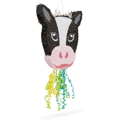Piñata de vaca de cuerda para niñas decoraciones de fiesta de cumpleaños de granja, 16,5 x 13 x 3 Foto 1 de 4