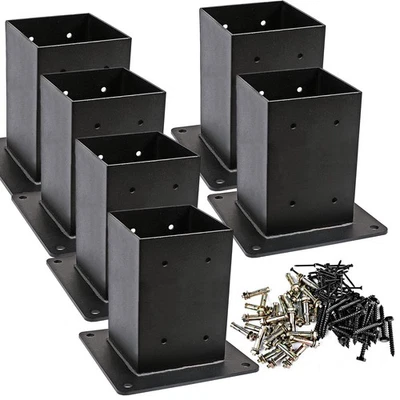 6PCS 4x4 Post Anchor Base, Wood Fence Railing Post Bracket (Inner Size: 3.6 x... - Image 1 of 4