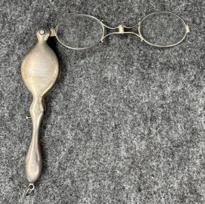 Antique Victorian Lorgnette Marked Sterling Silver Folding Opera Glasses - Picture 1 of 12